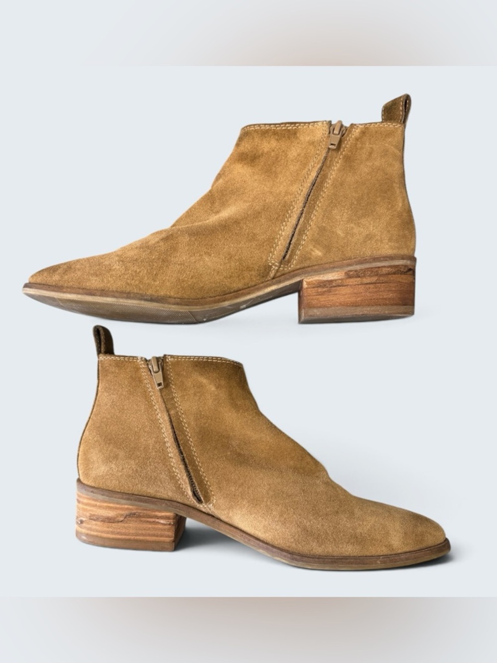 DOLCE VITA Suede Zip Up Ankle Boots - Tan SIZE 9